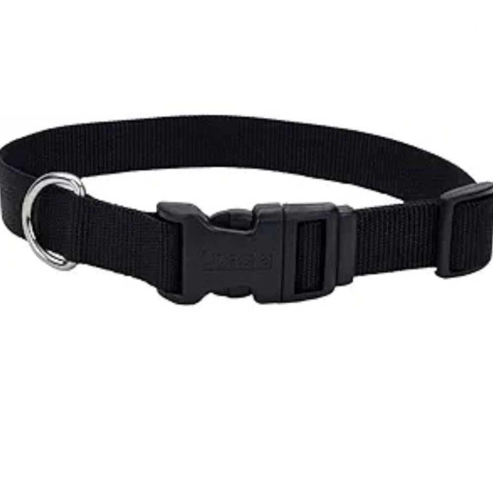 Dog Collar: NWT Black Nylon Snap Buckle, Medium